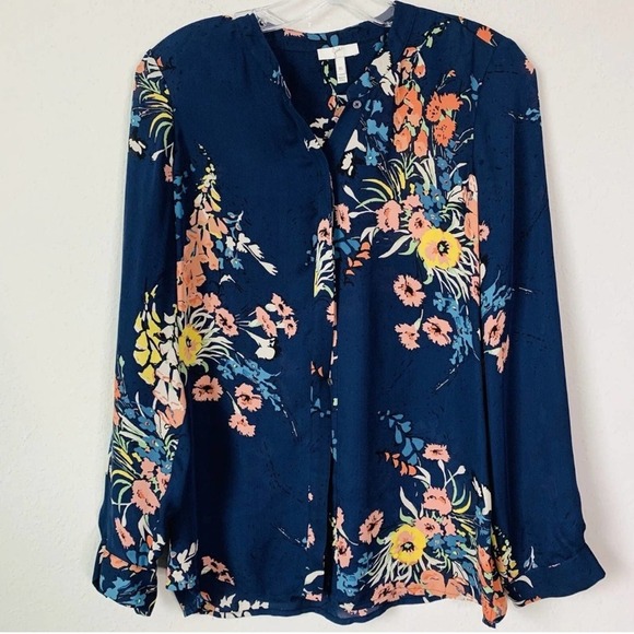 Joie Devitri Floral Print Button Down Silk Top SZ XS - Picture 6 of 7